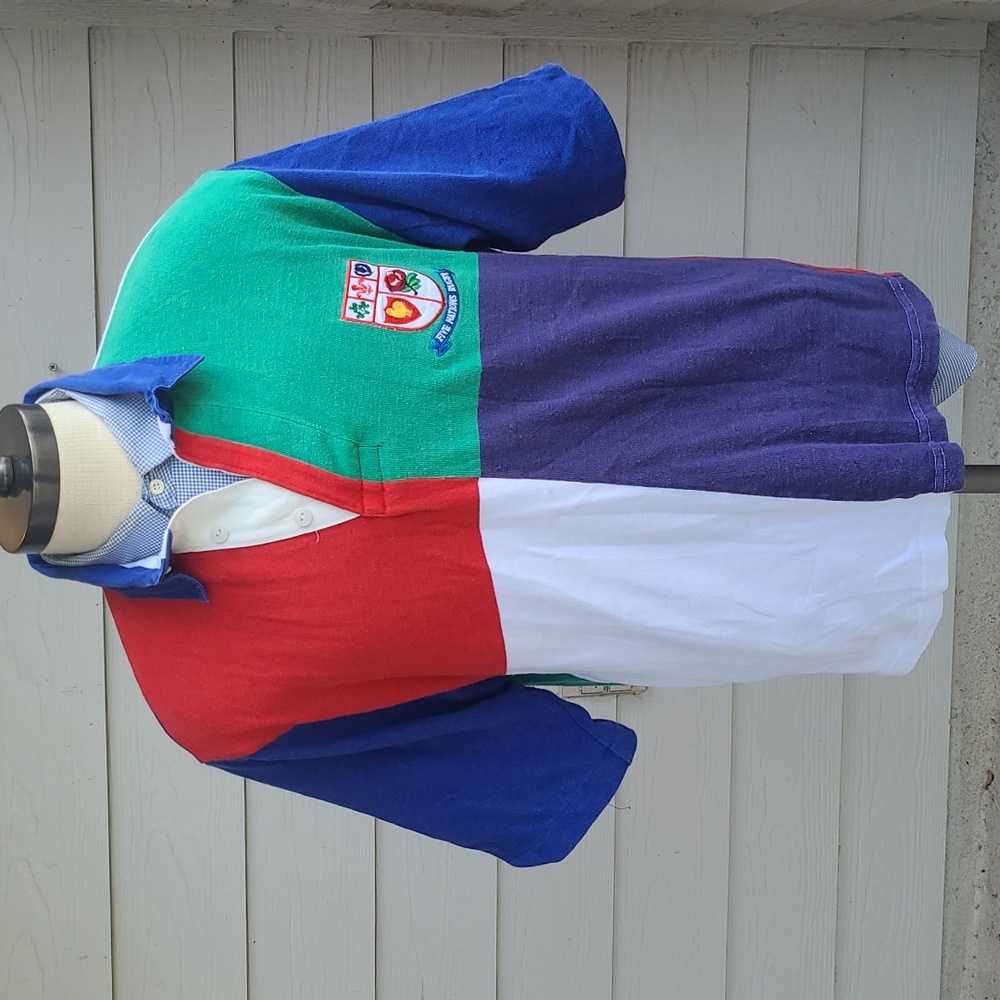 COTTON TRADERS Five‎ Nations Rugby Cotton Sz L Rugby Jersey Polo Shirt VTG 90s